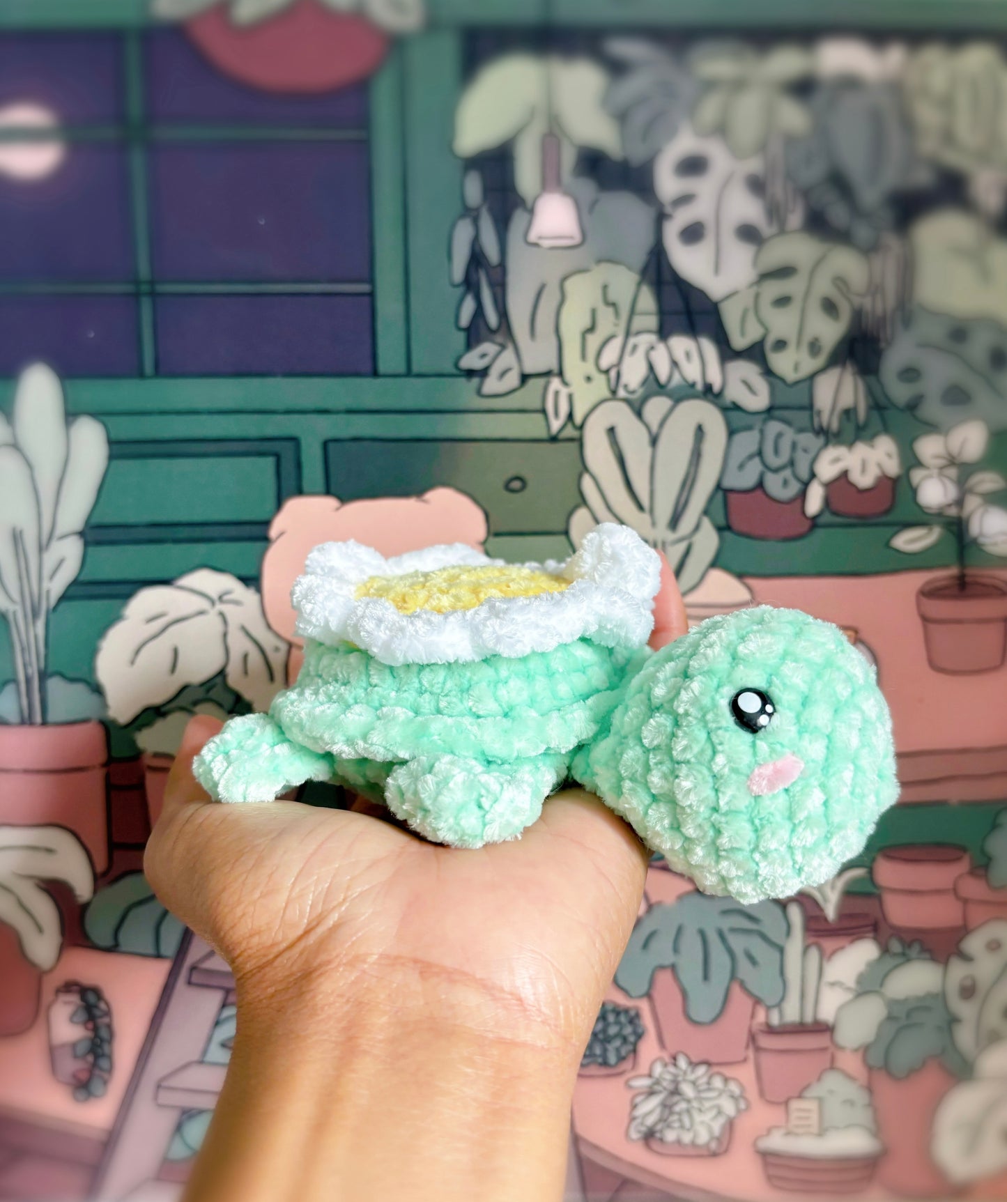 Handcrafted Amigurumi Plush Flower Turtle