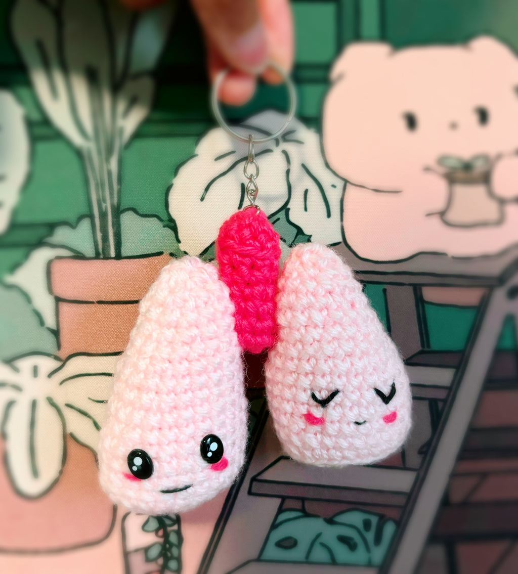 Handcrafted Amigurumi Lungs Keychain