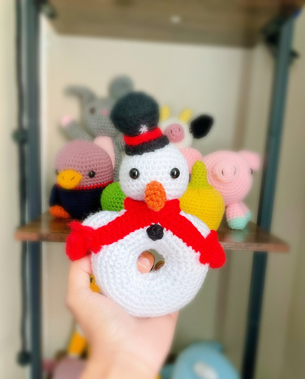 Handcrafted Amigurumi Snowman Donut